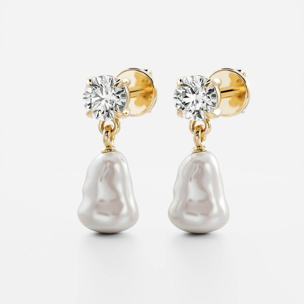 The Angelina Earrings - Keshi Pearl Round Drop Earrings