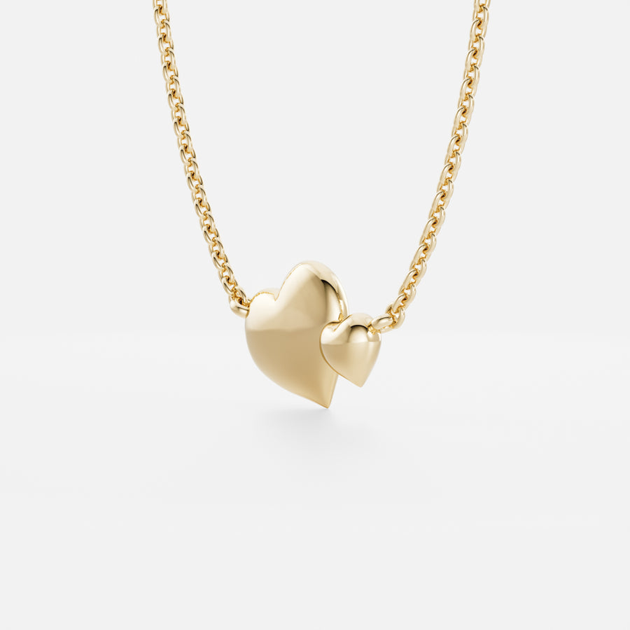 The Arabella Toi Et Moi Plain Heart Necklace - 9K Yellow Gold