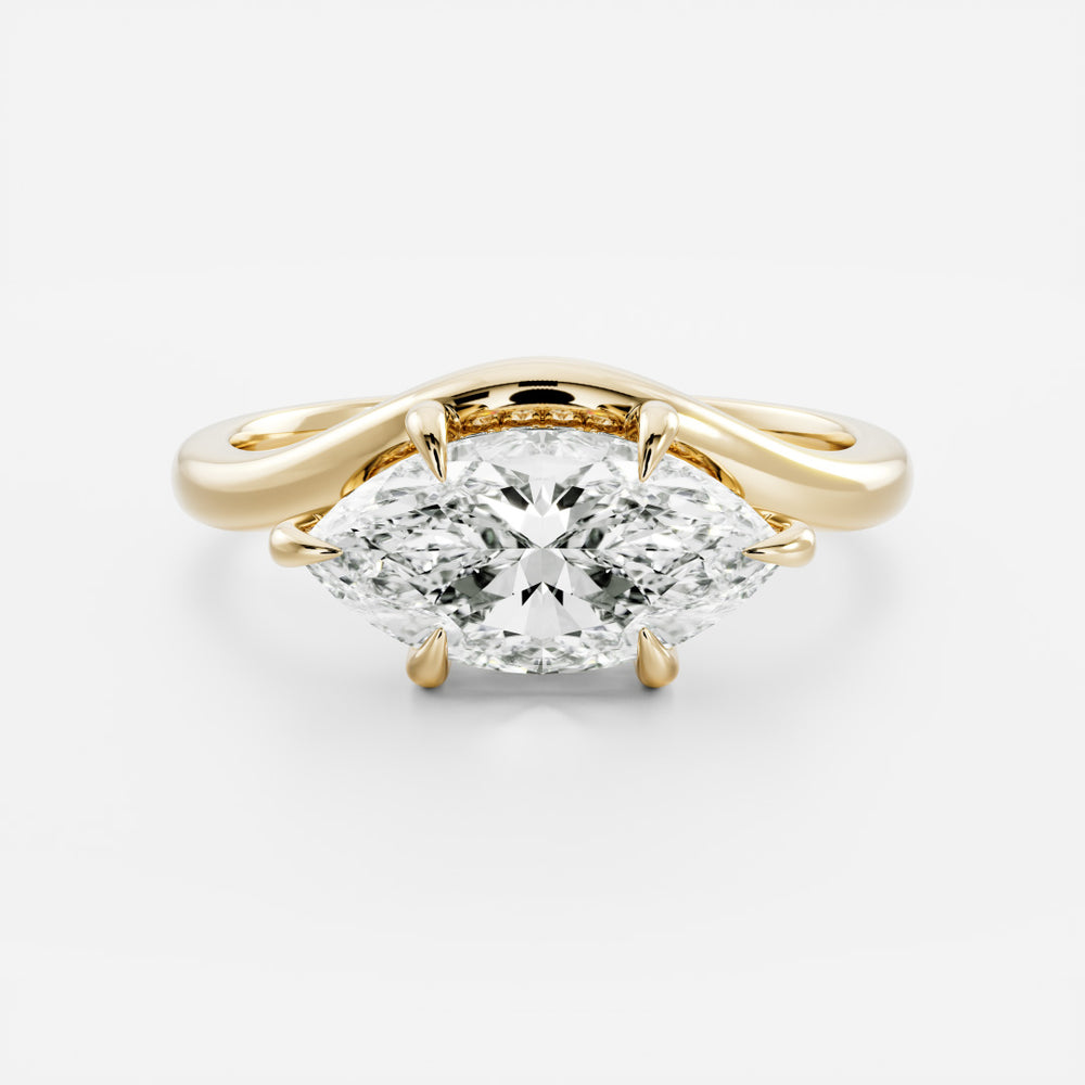 The Maya Ring - 2.8ct Moissanite Marquise Curved Solitaire
