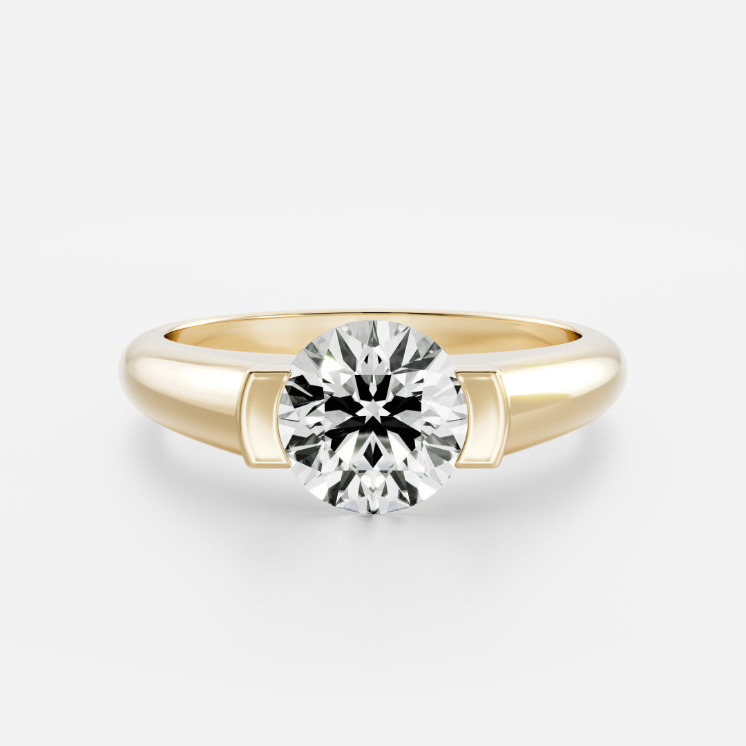 The Winslow Ring -  Round Half Bezel Signet