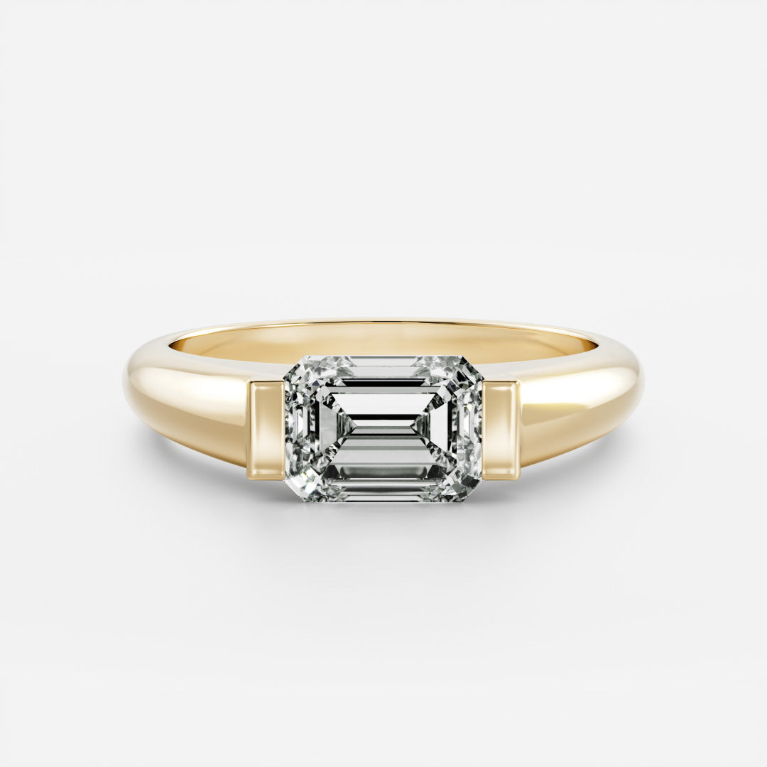 The Winslow Ring -  Emerald Half Bezel Signet
