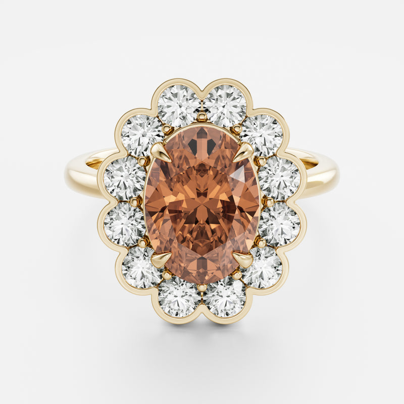 The Solara Ring - 3.00ct Oval Solitaire with Round Bezel Halo