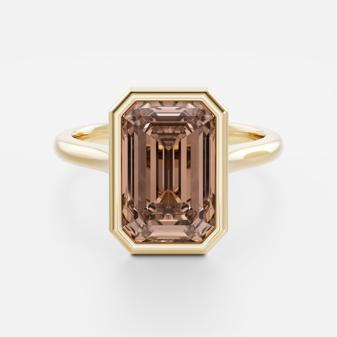 The Alani Ring - Emerald Cathedral Bezel Solitaire