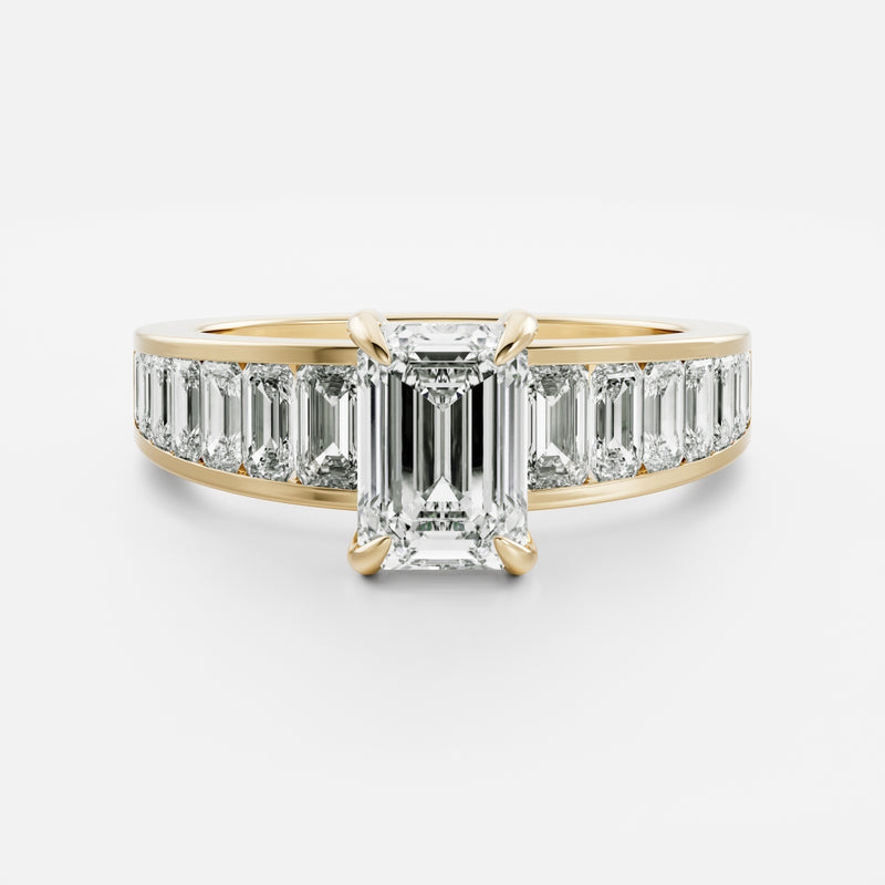 The Solene Ring - 1.52ct Emerald Solitaire with Baguette Band