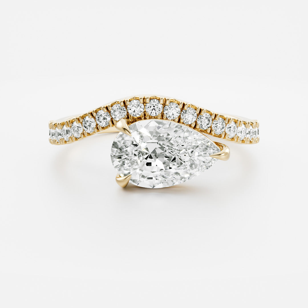 The Maya Ring - 1.91ct Lab Diamond Pear Curved Solitaire