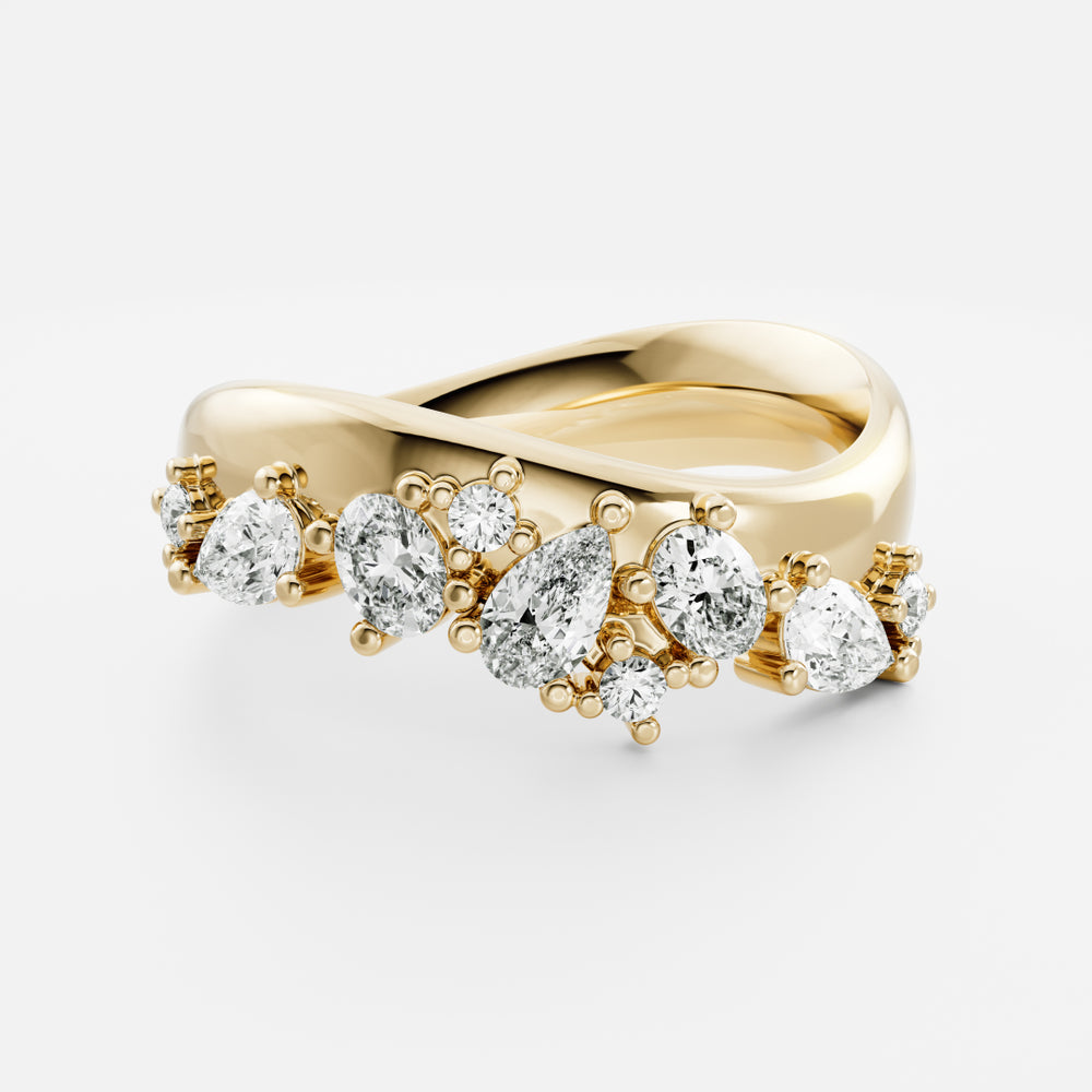 The Nalaya Ring - Scattered Pear and Round Contour Ceremonial Ring