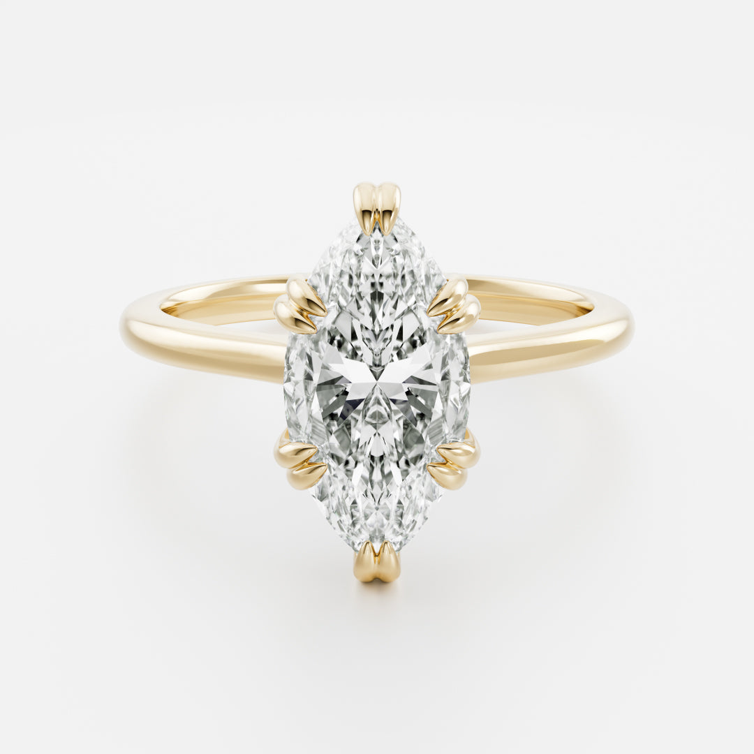 The Arie Ring - 2.8ct Moissanite Marquise Cathedral Solitaire