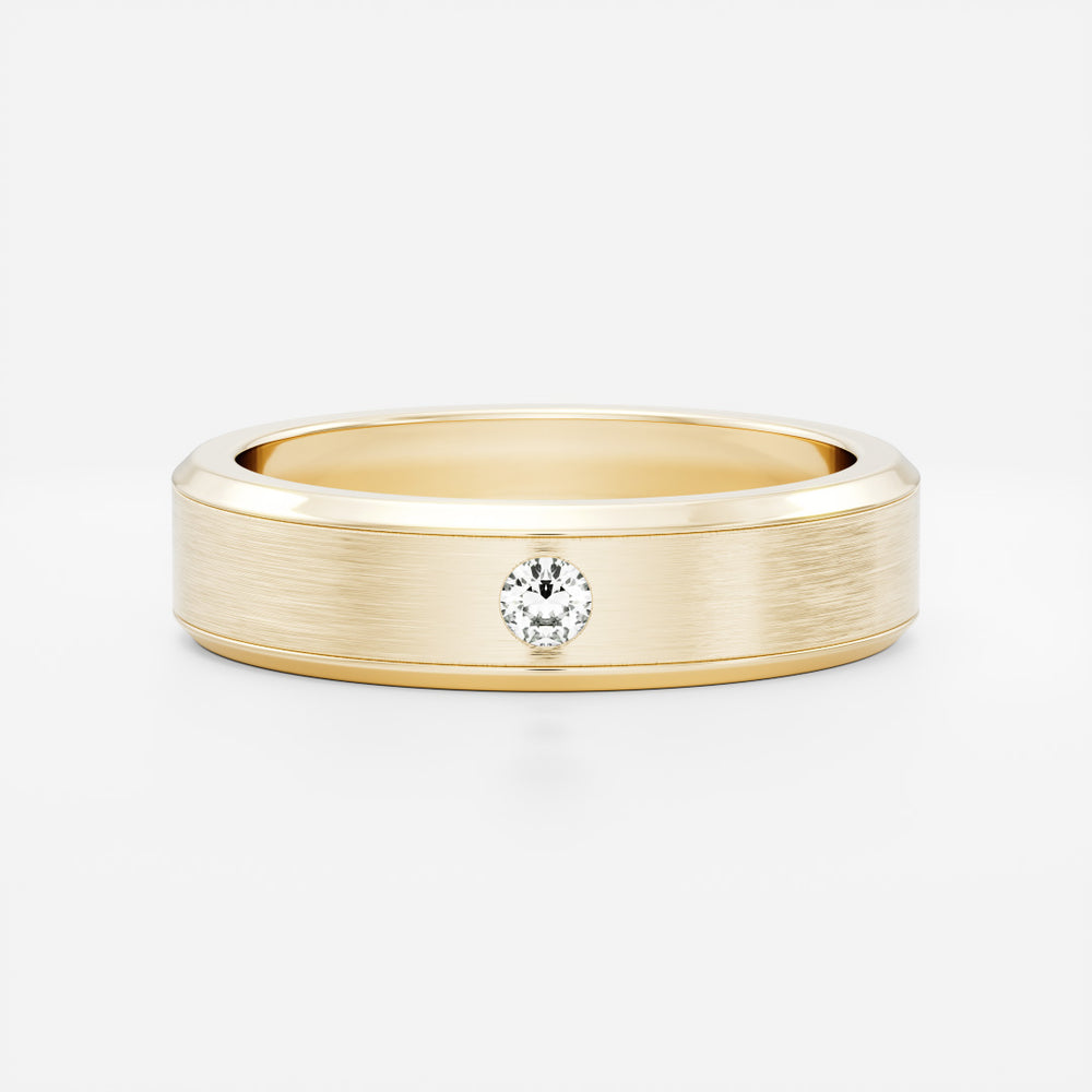 The Adonis Ring - Round Brilliant Inlay Brushed Men's Ceremonial Band