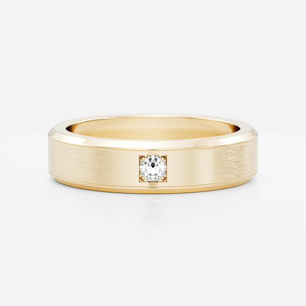 The Adonis Ring - Round Brilliant Inlay Brushed Men's Ceremonial Band
