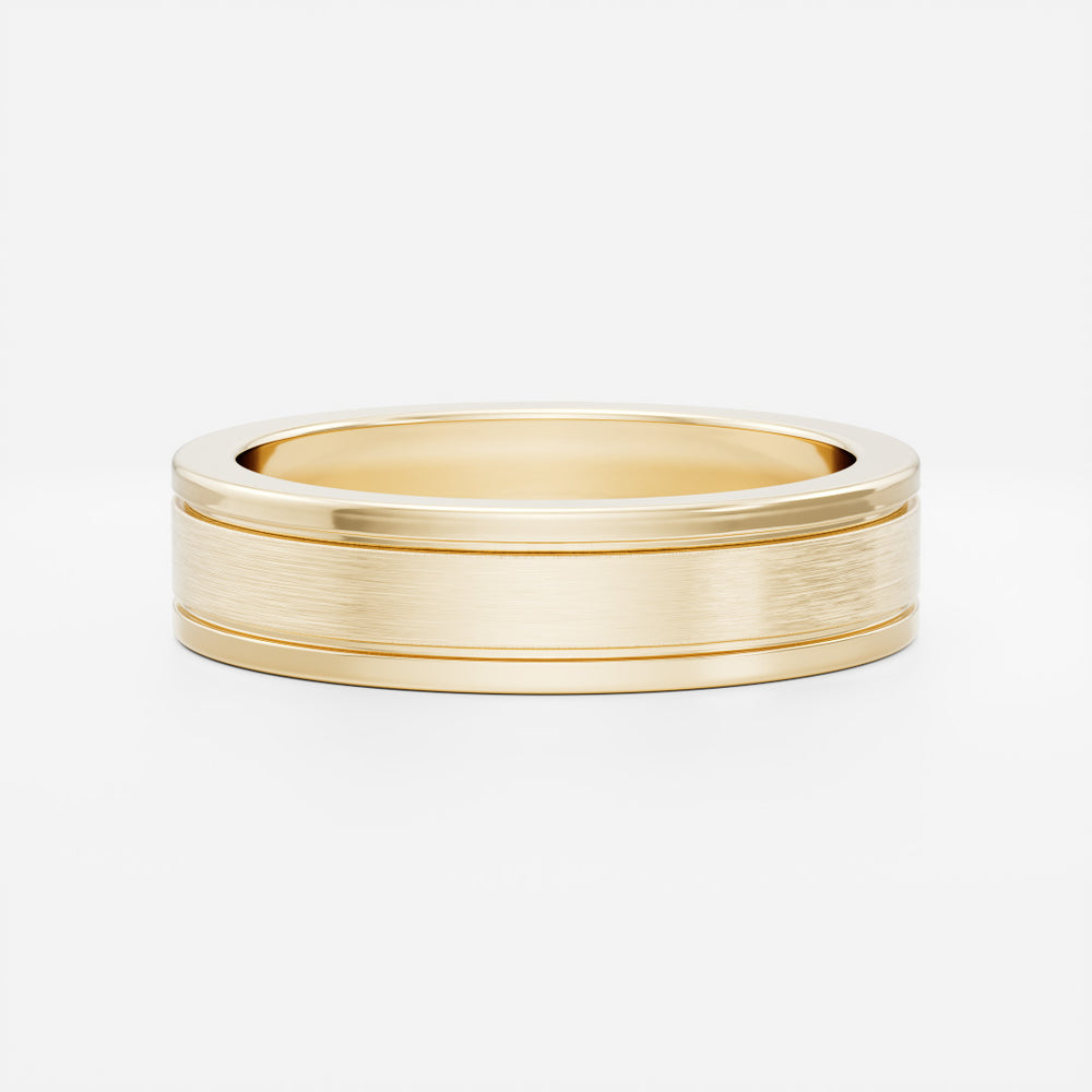 The Hugo Ring - Brushed Dual Grooved Men's Ceremonial Band