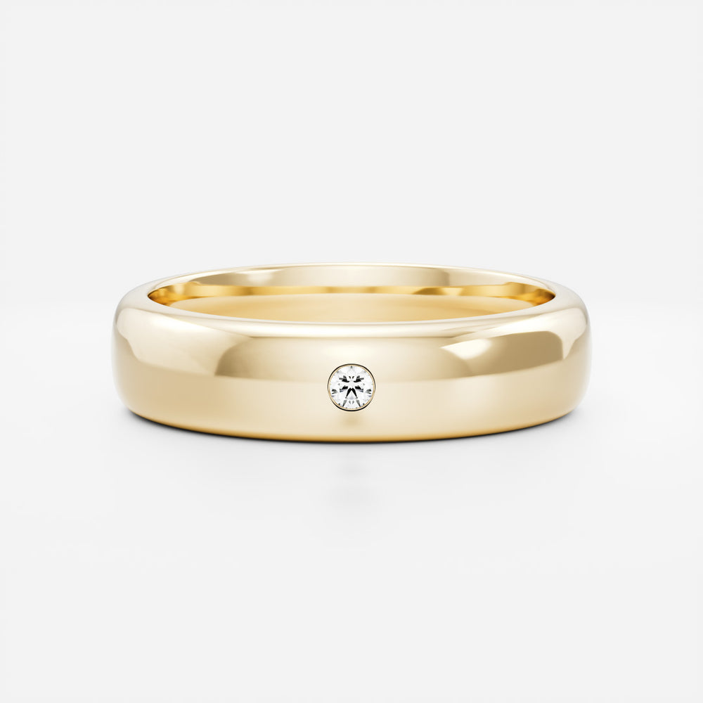 The Alexander Ring -  Round Brilliant Inlay Comfort Fit Men's Ceremonial Band