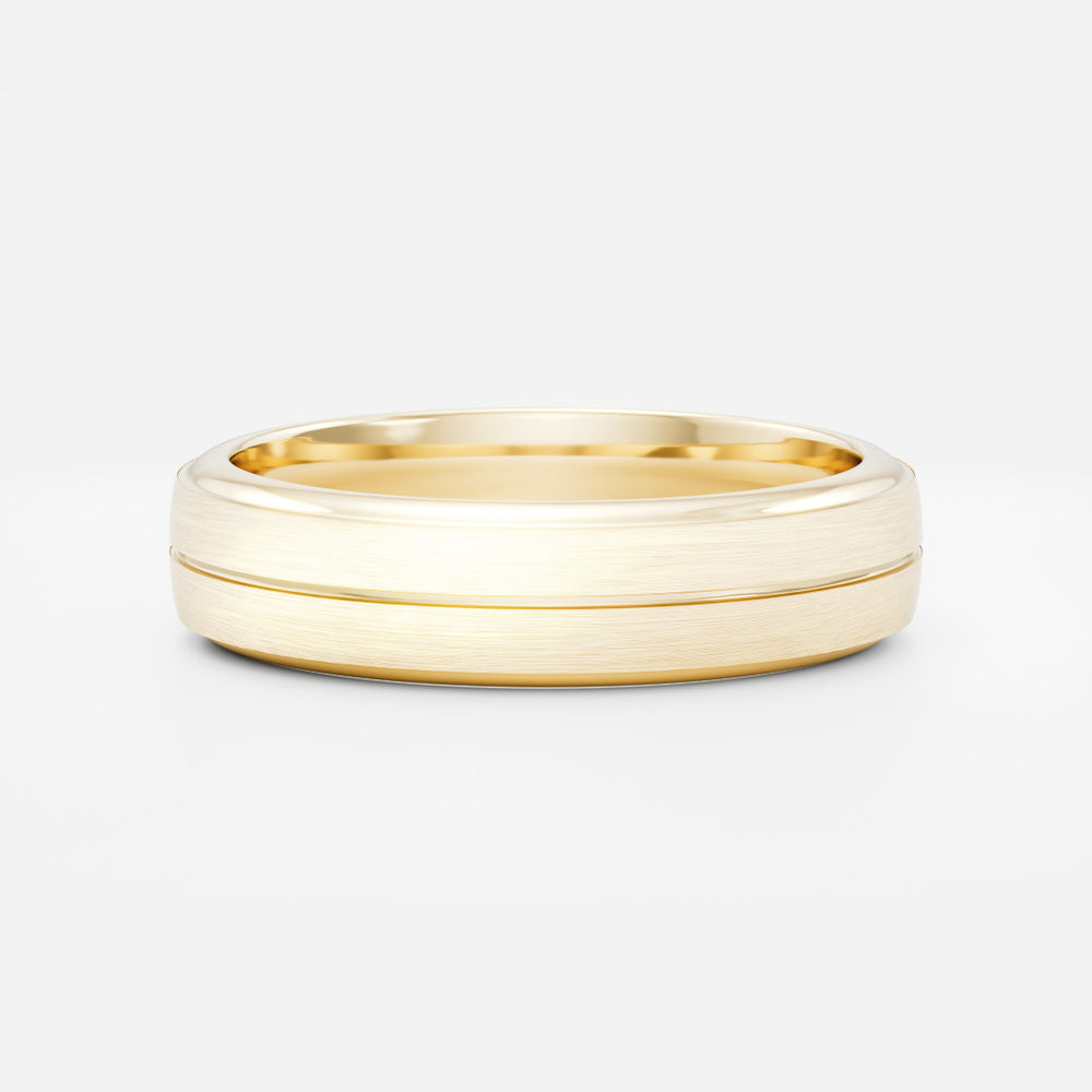 The Nikos Ring - Singular Grooved Brushed Men's Ceremonial Band