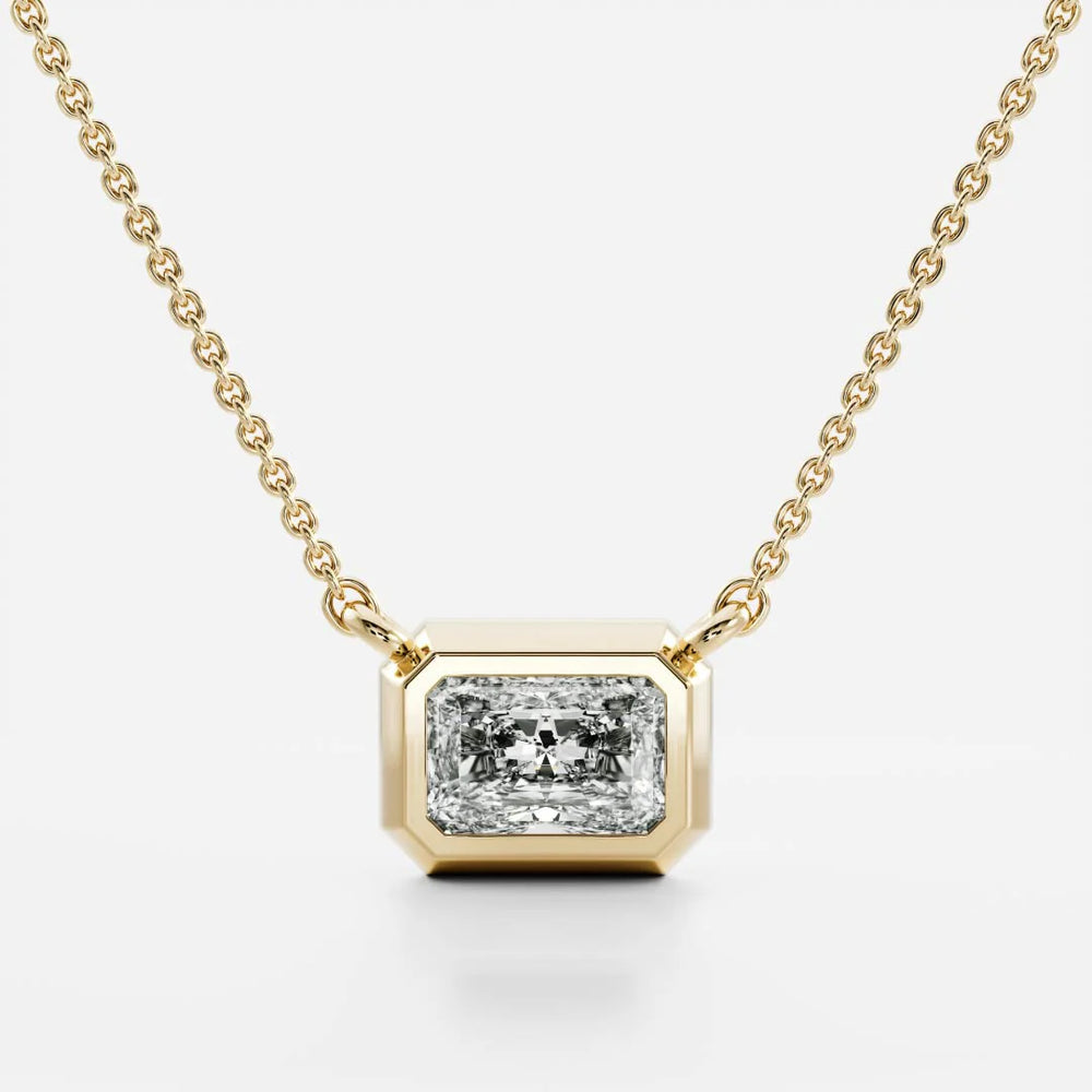 The Vera Necklace - 0.5ct Moissanite Radiant Bezel Pendant