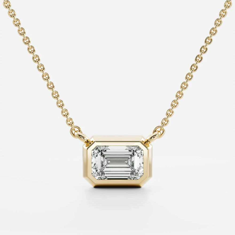 The Vera Necklace - 0.5ct Lab Diamond Emerald Bezel Pendant