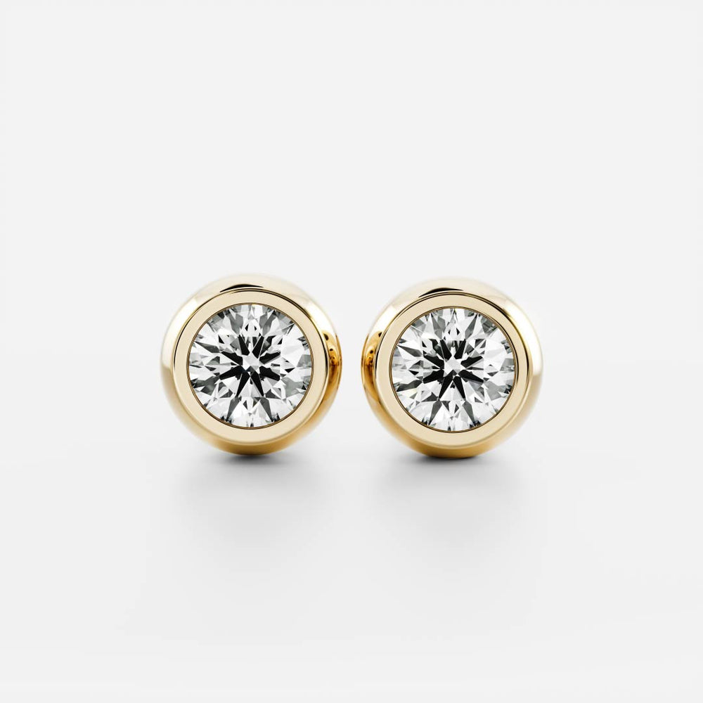 The Vera Earrings - 0.1ct Moissanite Round Bezel Studs