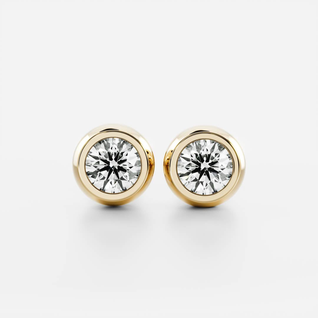 The Vera Earrings - 0.1ct Moissanite Round Bezel Studs
