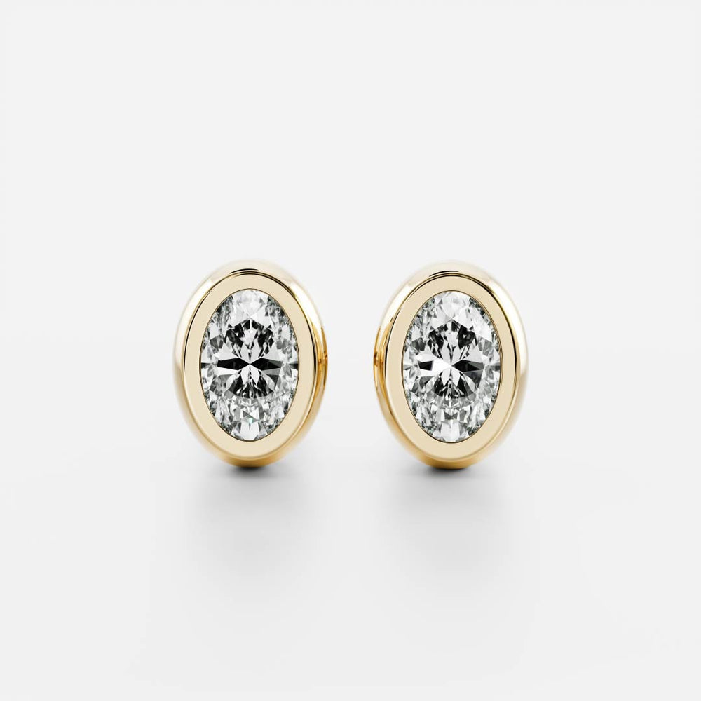 The Vera Earrings - 0.3ct Moissanite Oval Bezel Studs