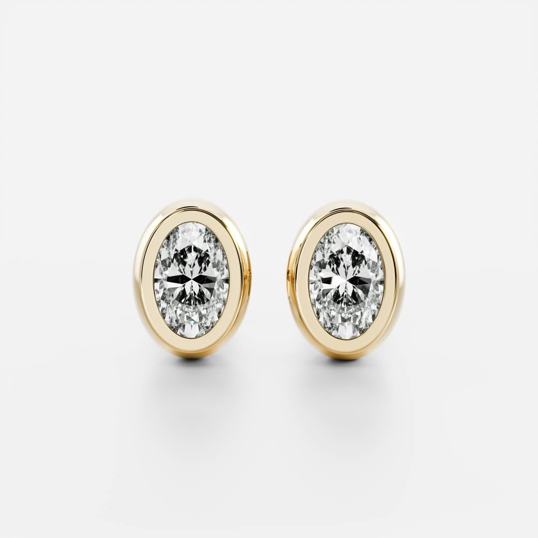 The Vera Earrings - 0.3ct Moissanite Oval Bezel Studs