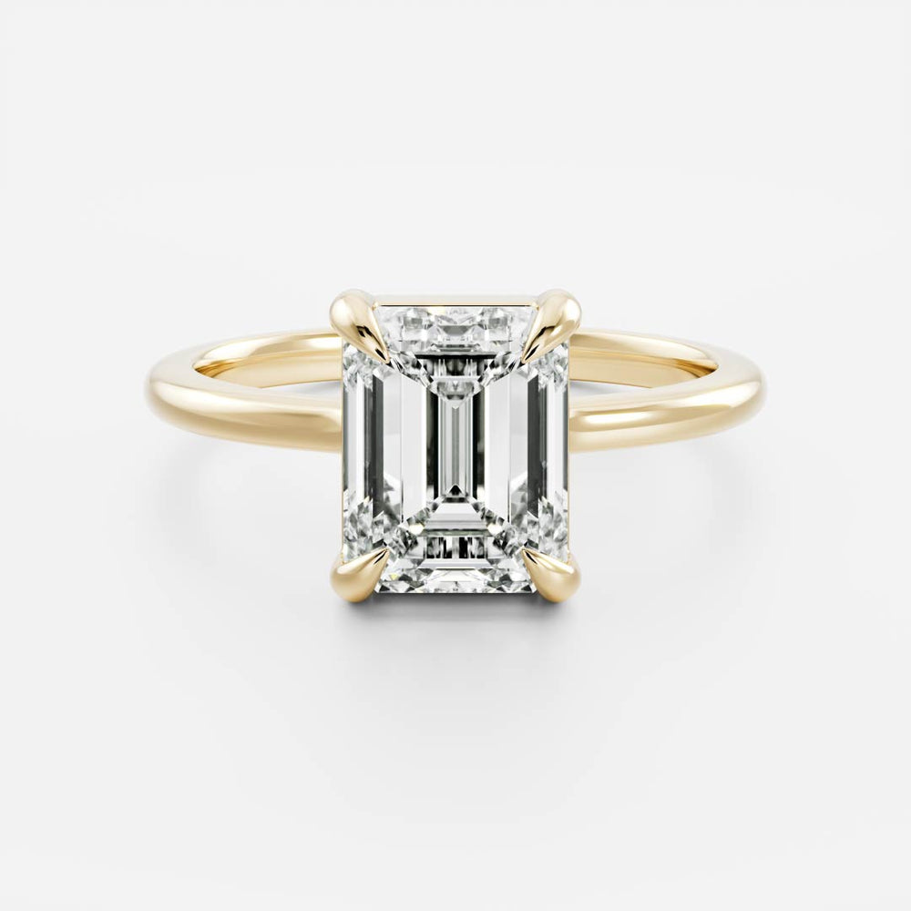 The Audrey Ring - 1.9ct Moissanite Emerald Low Set Solitaire