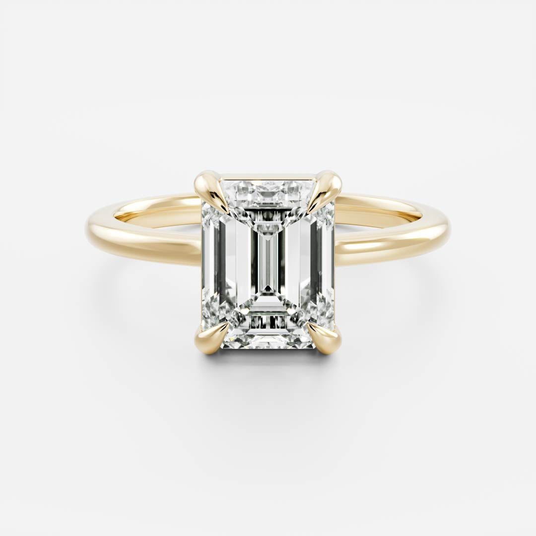 The Audrey Ring - 1.9ct Moissanite Emerald Low Set Solitaire