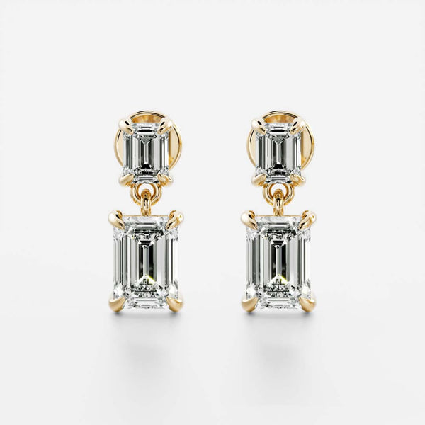 The Arietta Earrings - Emerald Double Drop Earrings