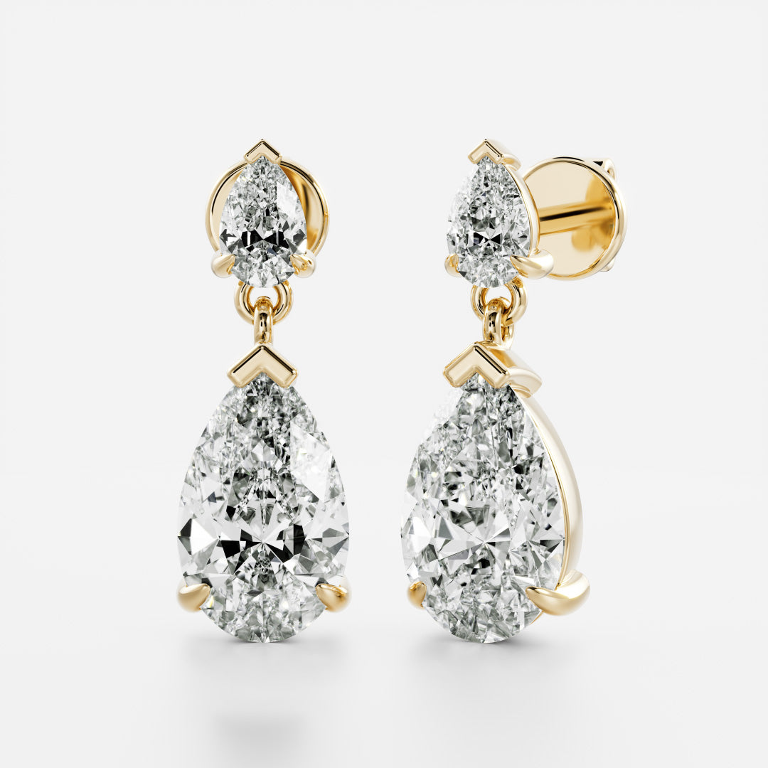 The Arietta Earrings - Pear Double Drop Earrings