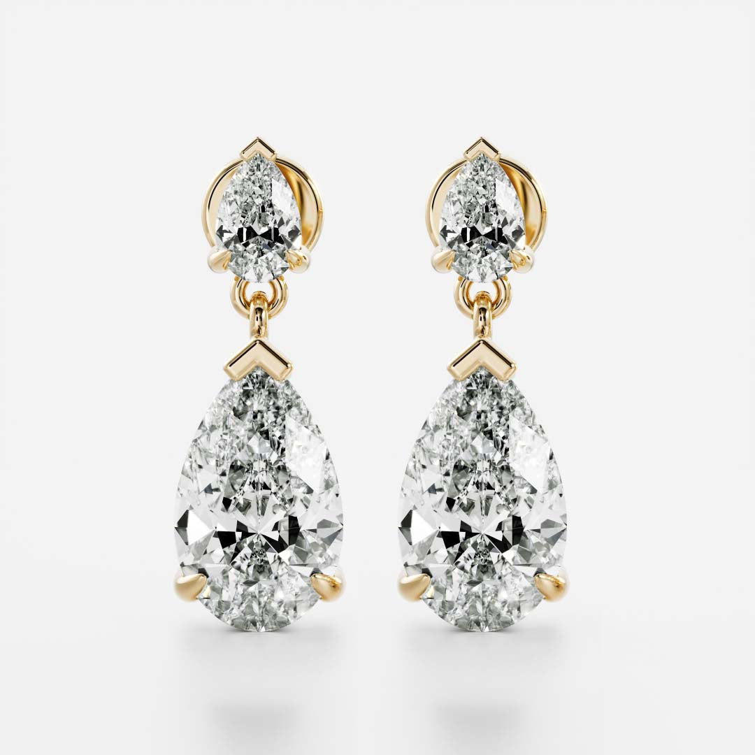 The Arietta Earrings - 2.4CTTW Lab Diamond Pear Double Drop Earrings