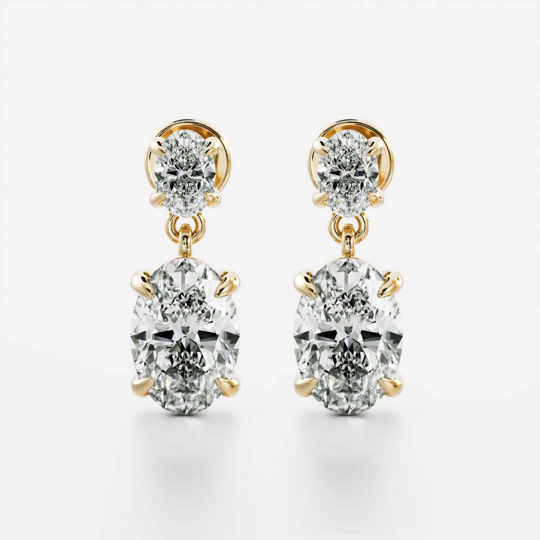 The Arietta Earrings - 2.4CTTW Lab Diamond Oval Double Drop Earrings