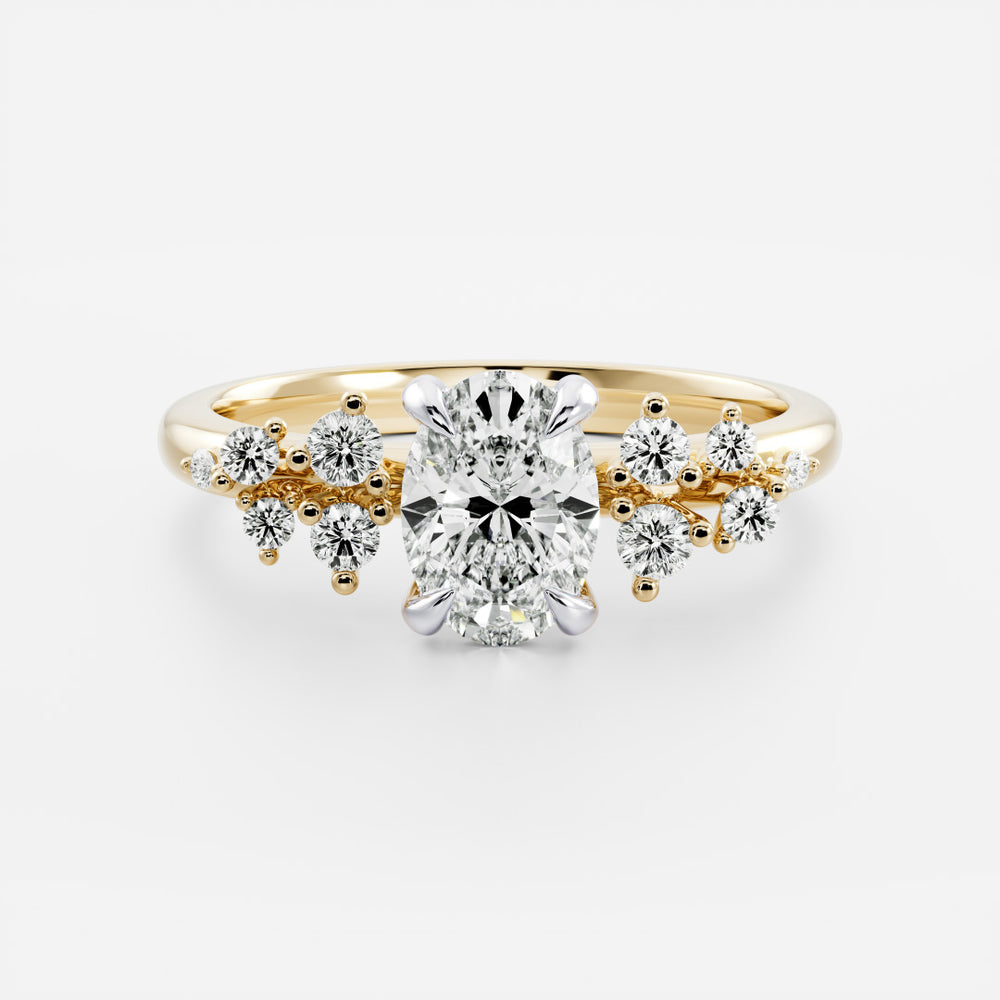 
                      
                        The Aurora Ring - Oval with Round Brilliant Accents
                      
                    