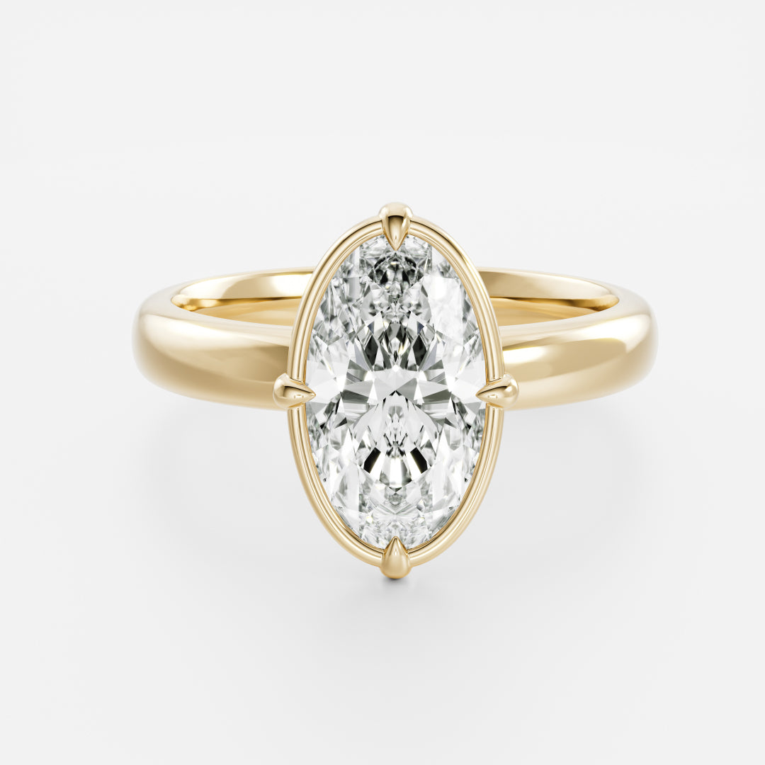 The Ada Ring - Moval Bezel Solitaire with Prongs