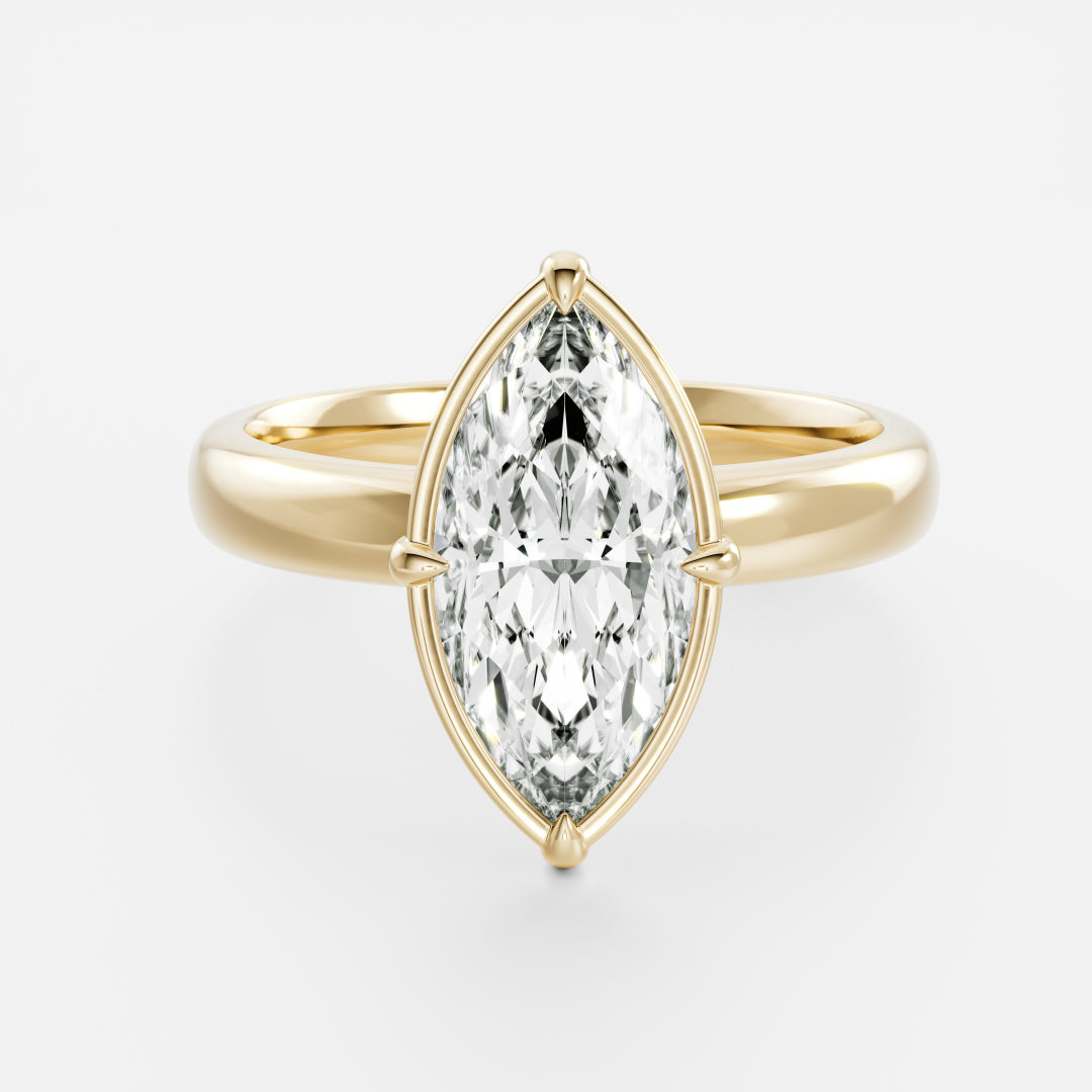 The Ada Ring - Marquise Bezel Solitaire with Prongs