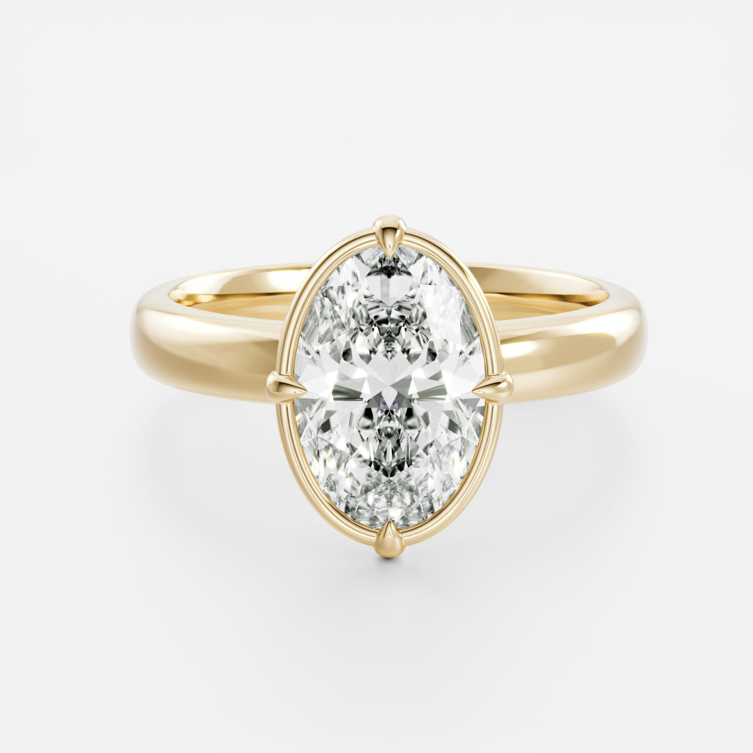 The Ada Ring - Oval Bezel Solitaire with Prongs