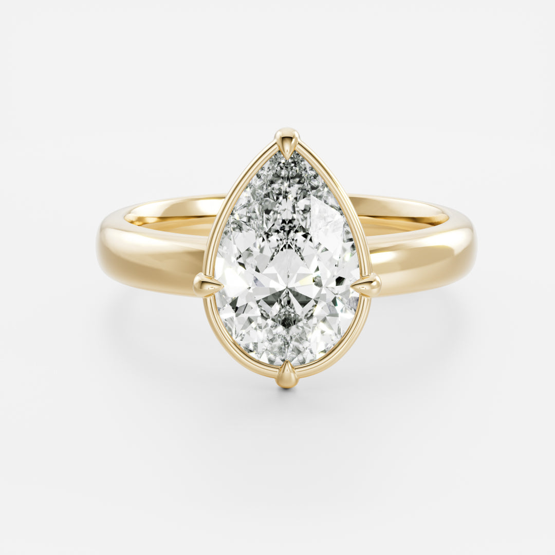 The Ada Ring - Pear Bezel Solitaire with Prongs
