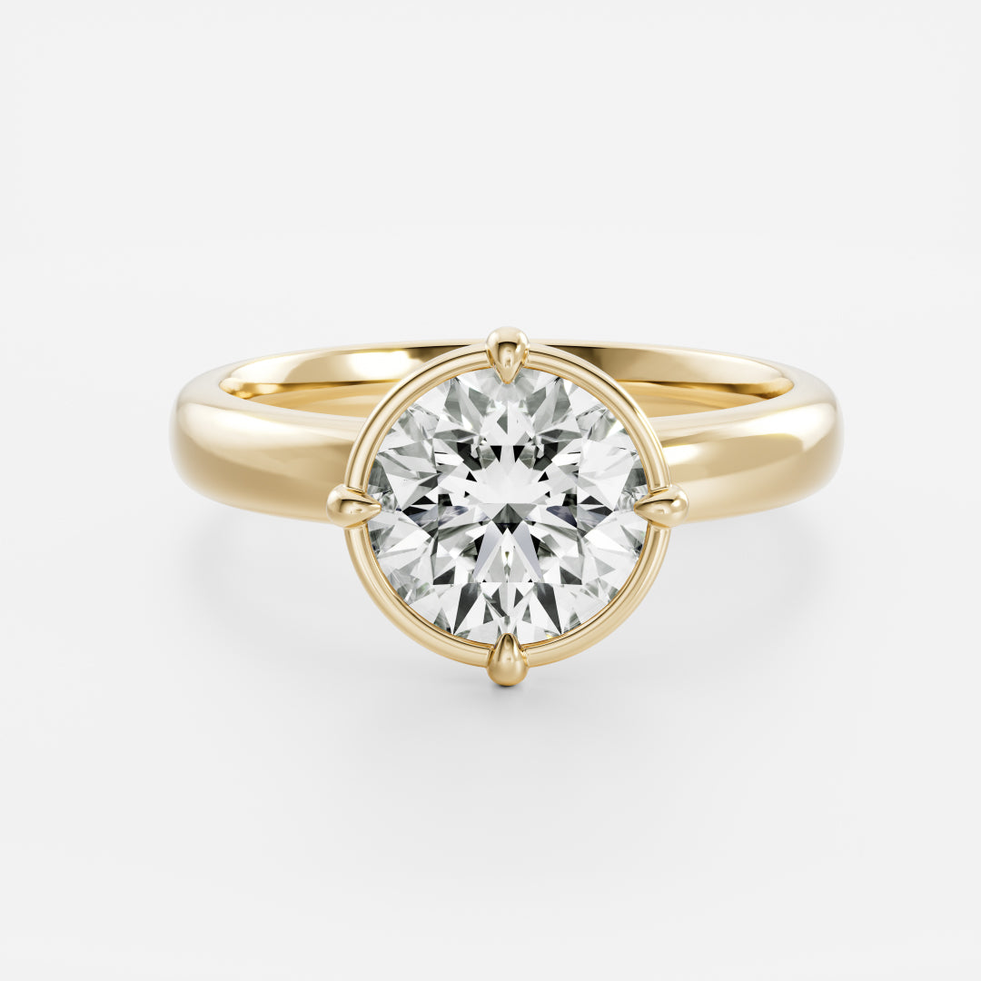 The Ada Ring - Round Bezel Solitaire with Prongs