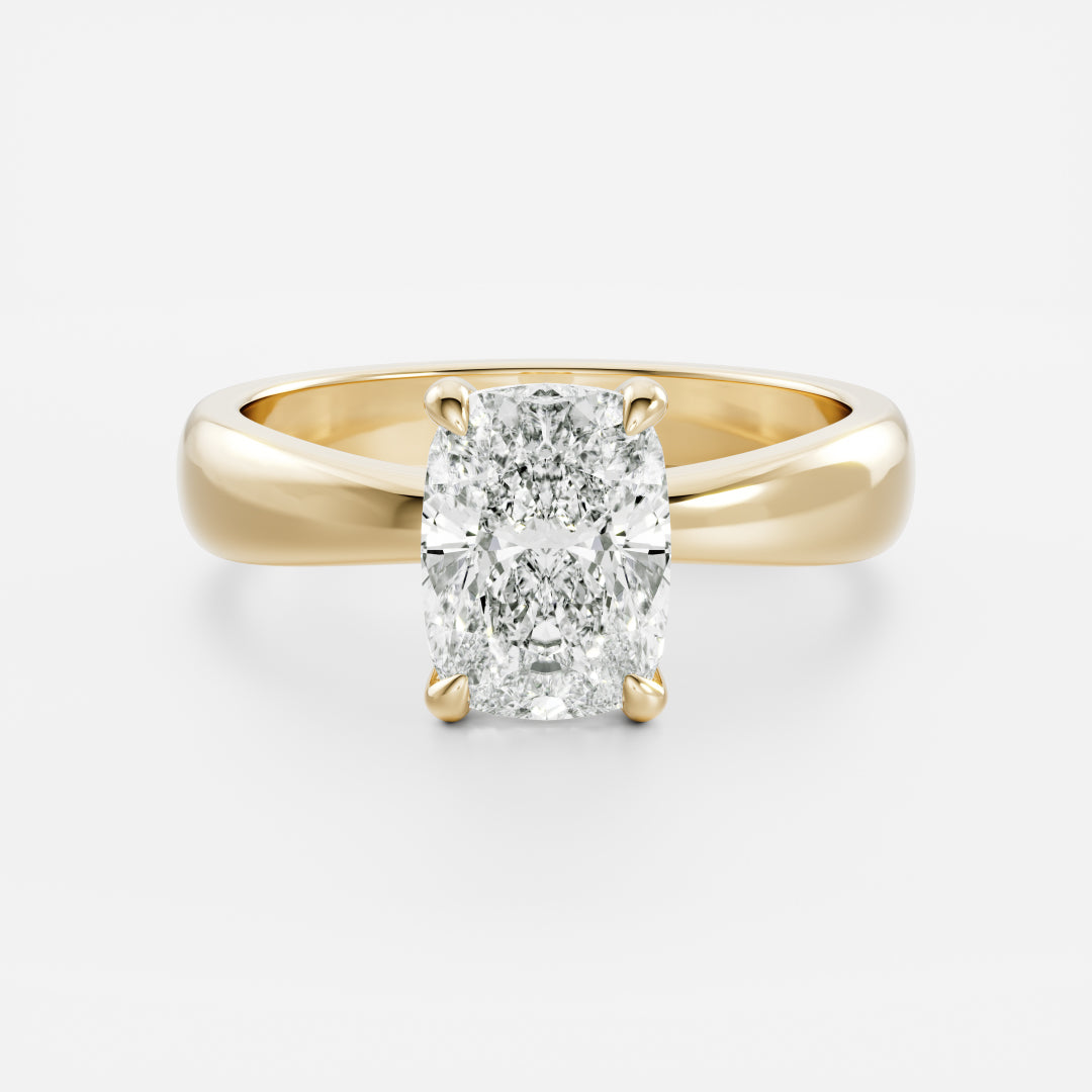 The Amalia Ring - Elongated Cushion Tapered Solitaire