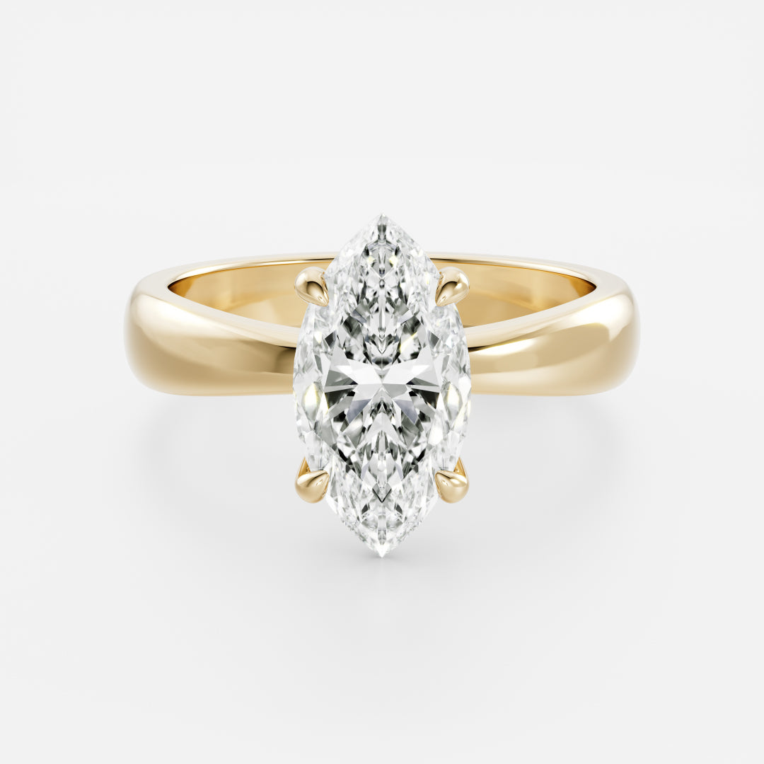The Amalia Ring - Marquise Tapered Solitaire