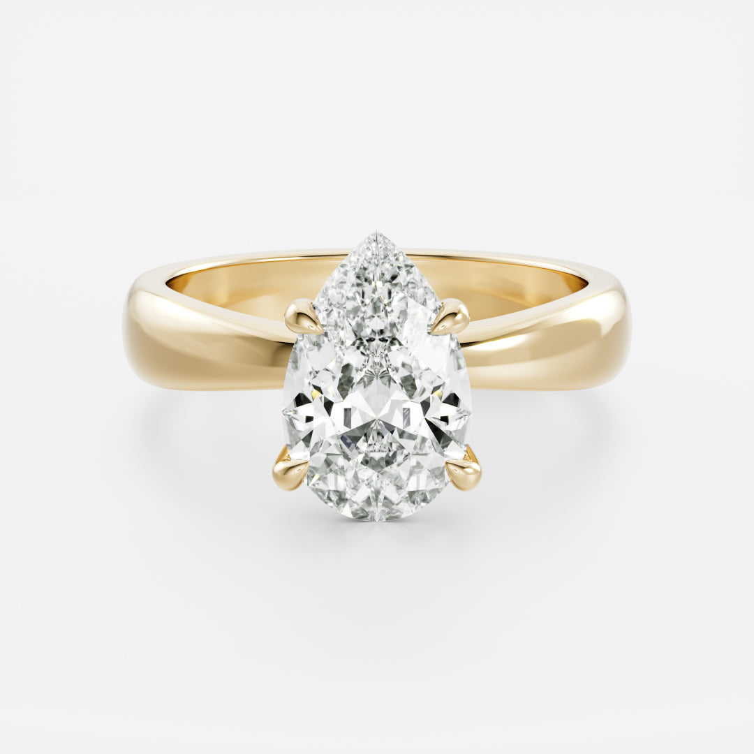 The Amalia Ring - Pear Tapered Solitaire