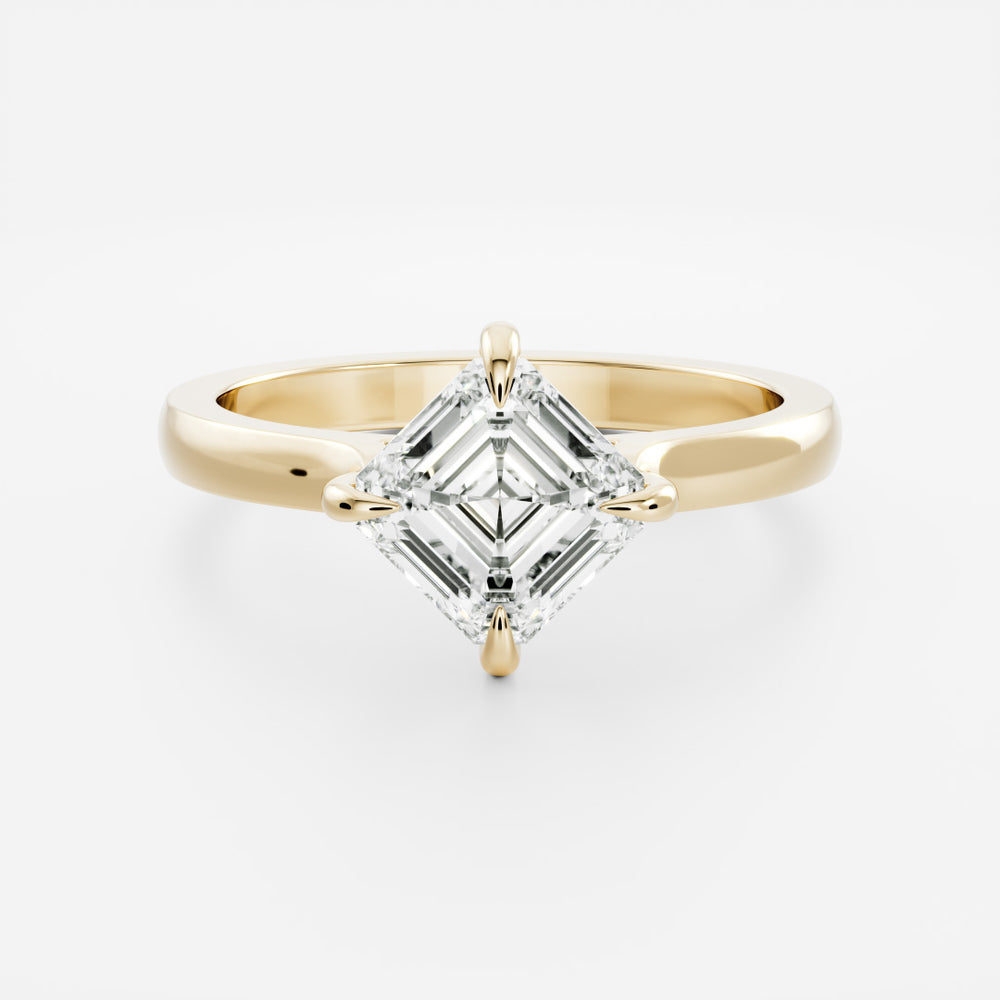 The Elmira Ring - East-West Asscher Cathedral Solitaire