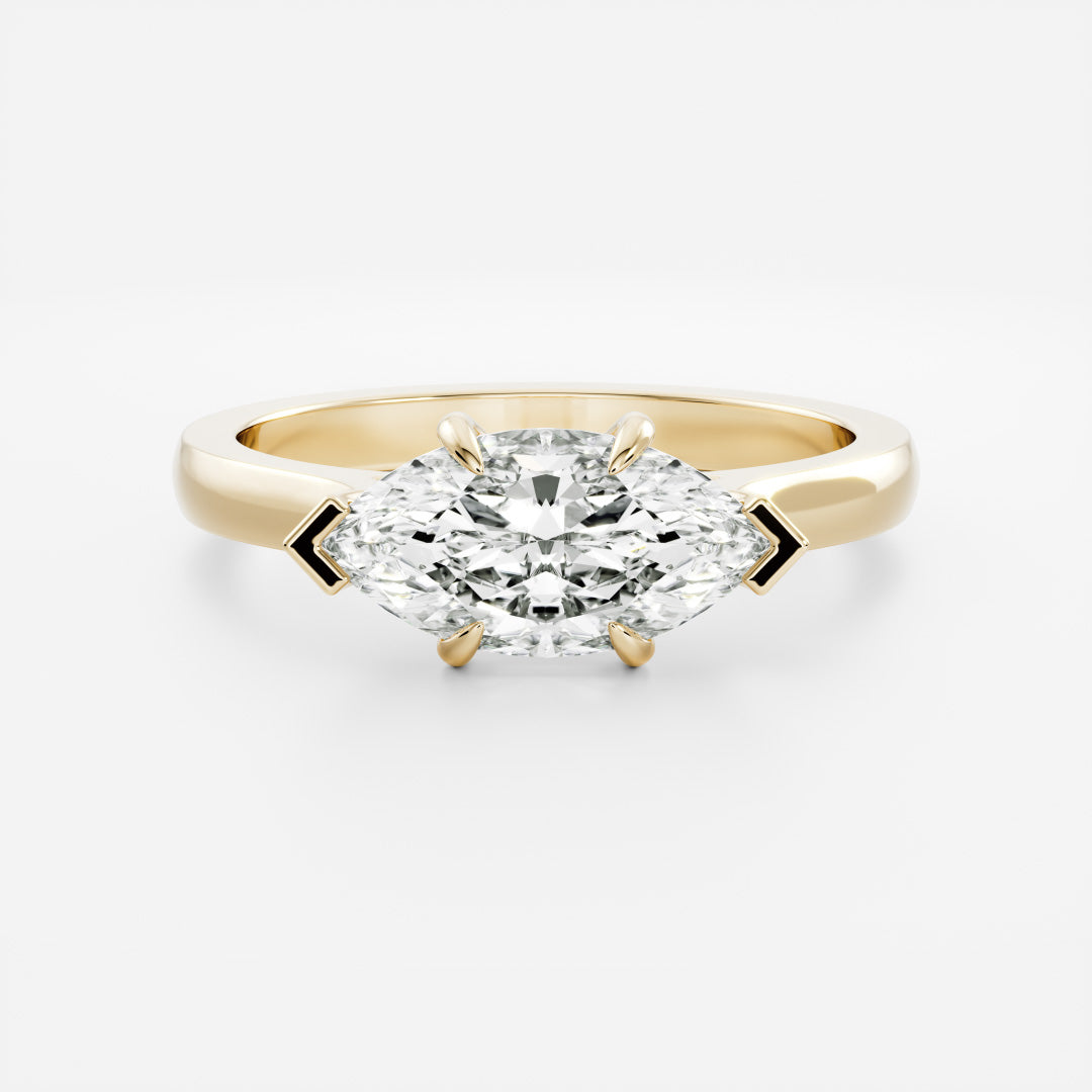 The Arie Ring - East-West Marquise Cathedral Solitaire