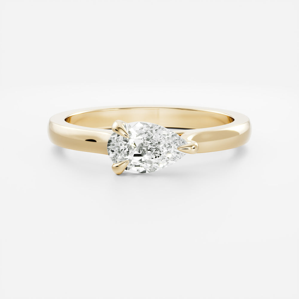 The Sophia Ring - East-West Pear Cathedral Solitaire