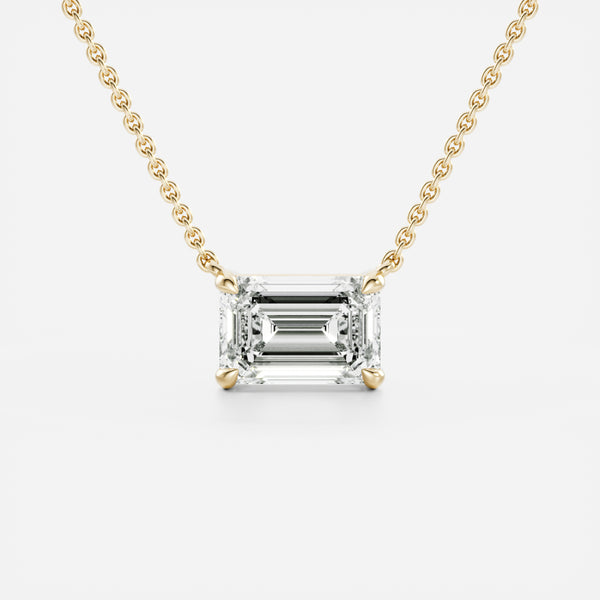 The Iris Necklace - East-West Emerald Pendant