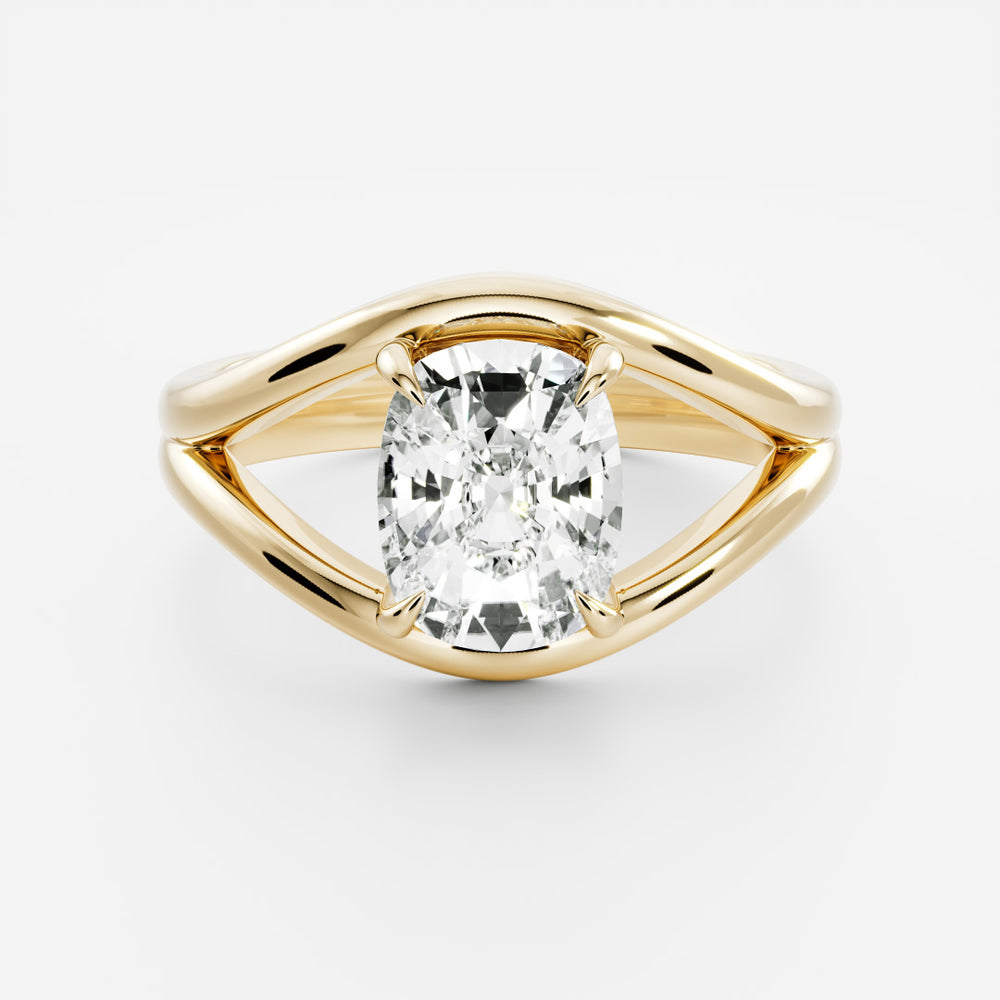 The Elise Ring - Split Shank Elongated Cushion Solitaire