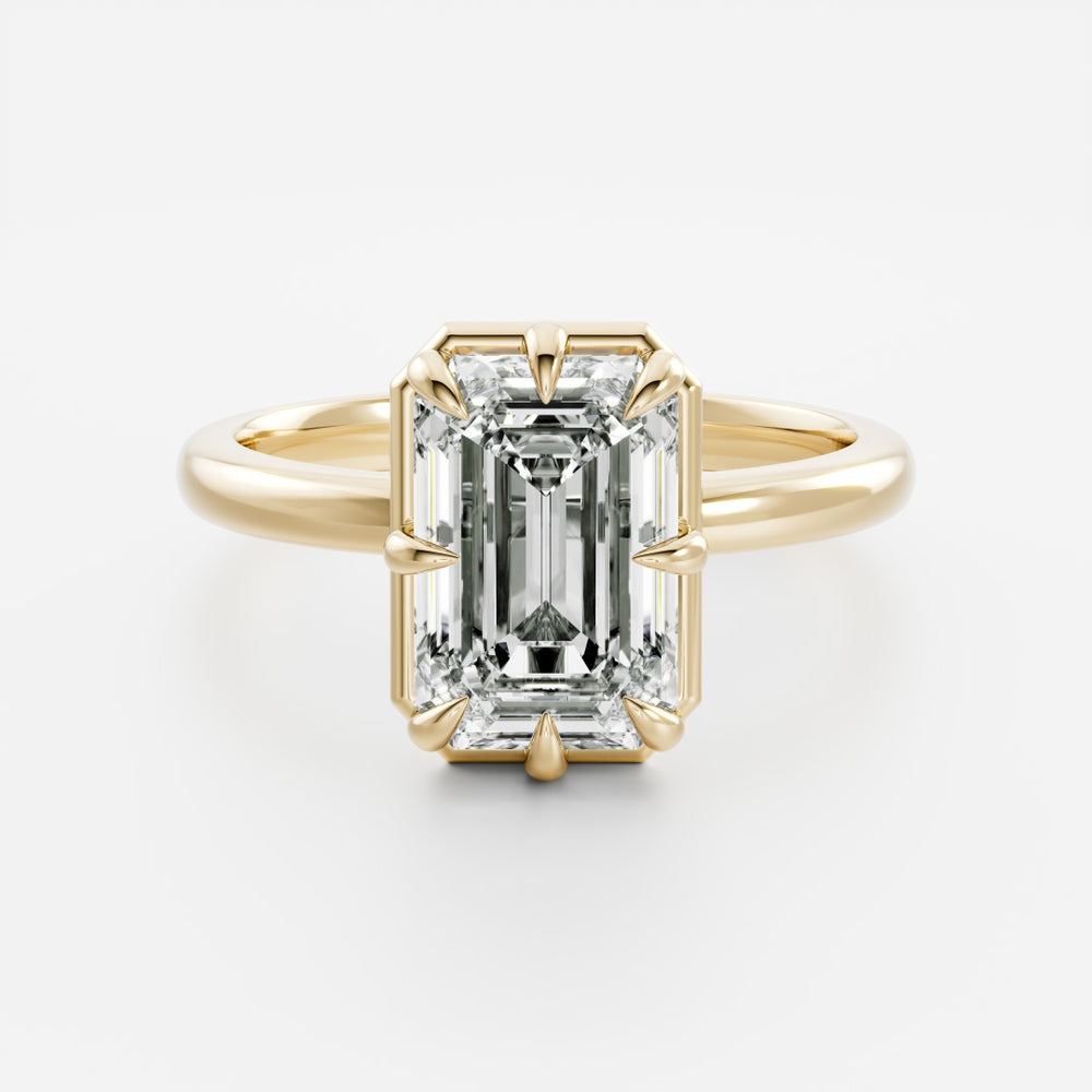 The Audrey Ring - Emerald Georgian Solitaire
