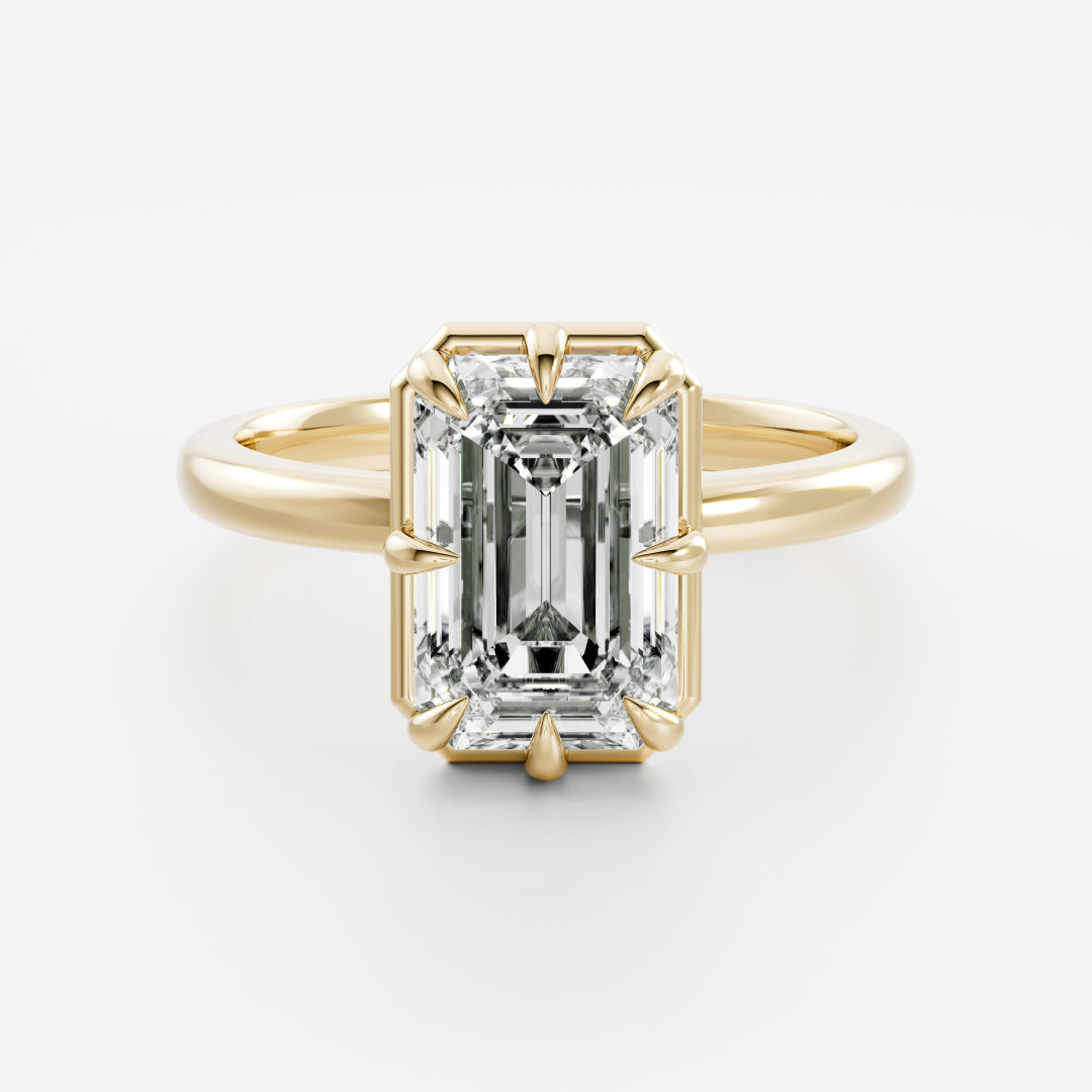The Audrey Ring - Emerald Georgian Solitaire