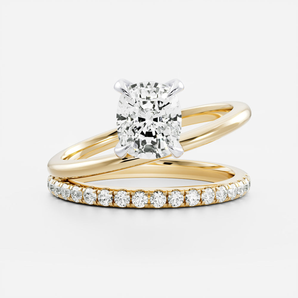 
                      
                        The Emerie Ring - Elongated Cushion Double Band Solitaire
                      
                    