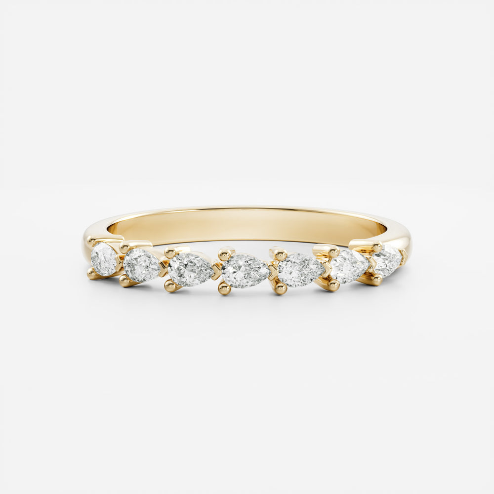 The Lucie Ring - Horizontal Pear Wedding Band