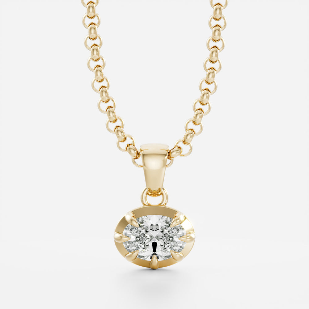 
                      
                        The Allegra Petite Pendant - Oval Pendant with Belcher Chain
                      
                    