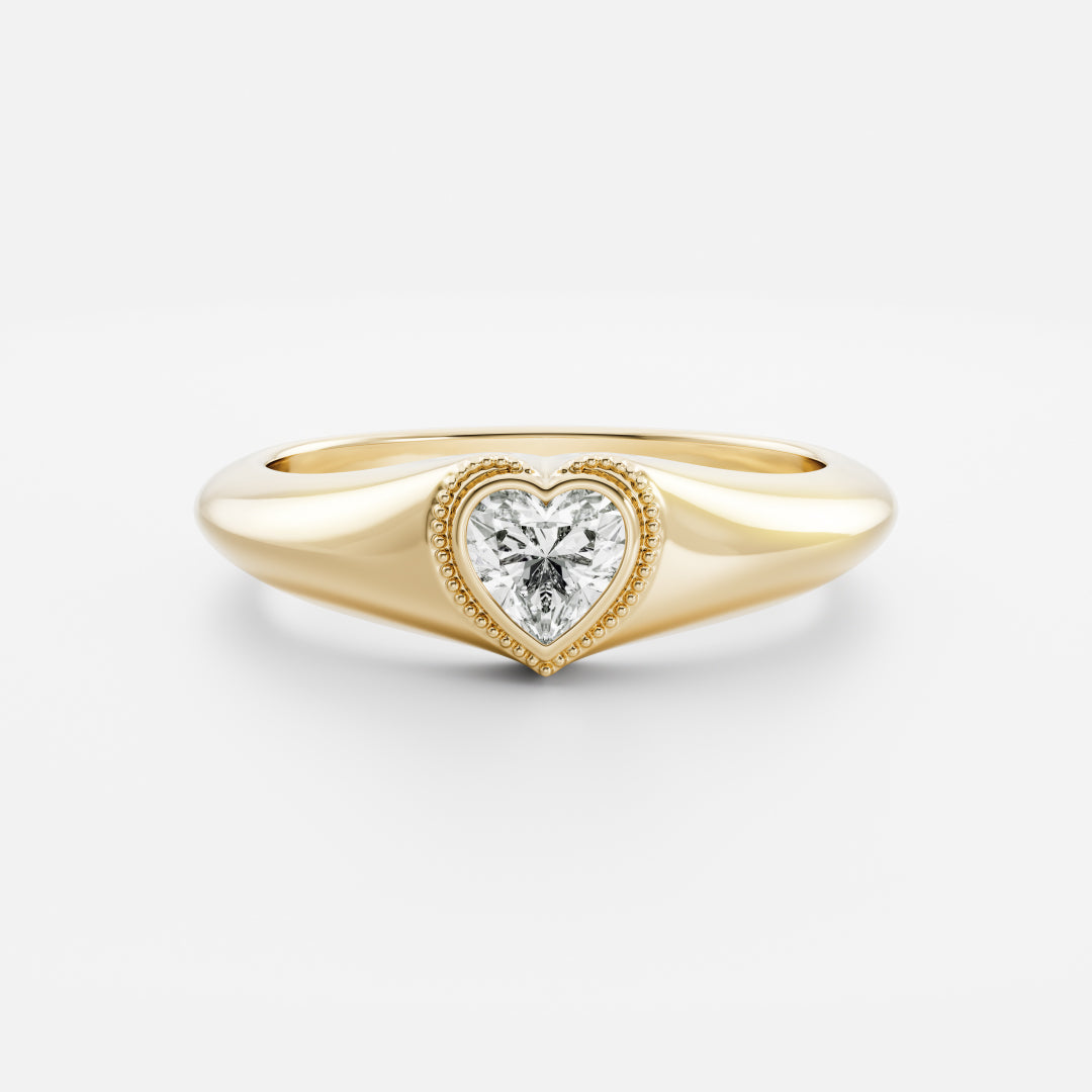 The Signature Heart Milgrain Signet Ring