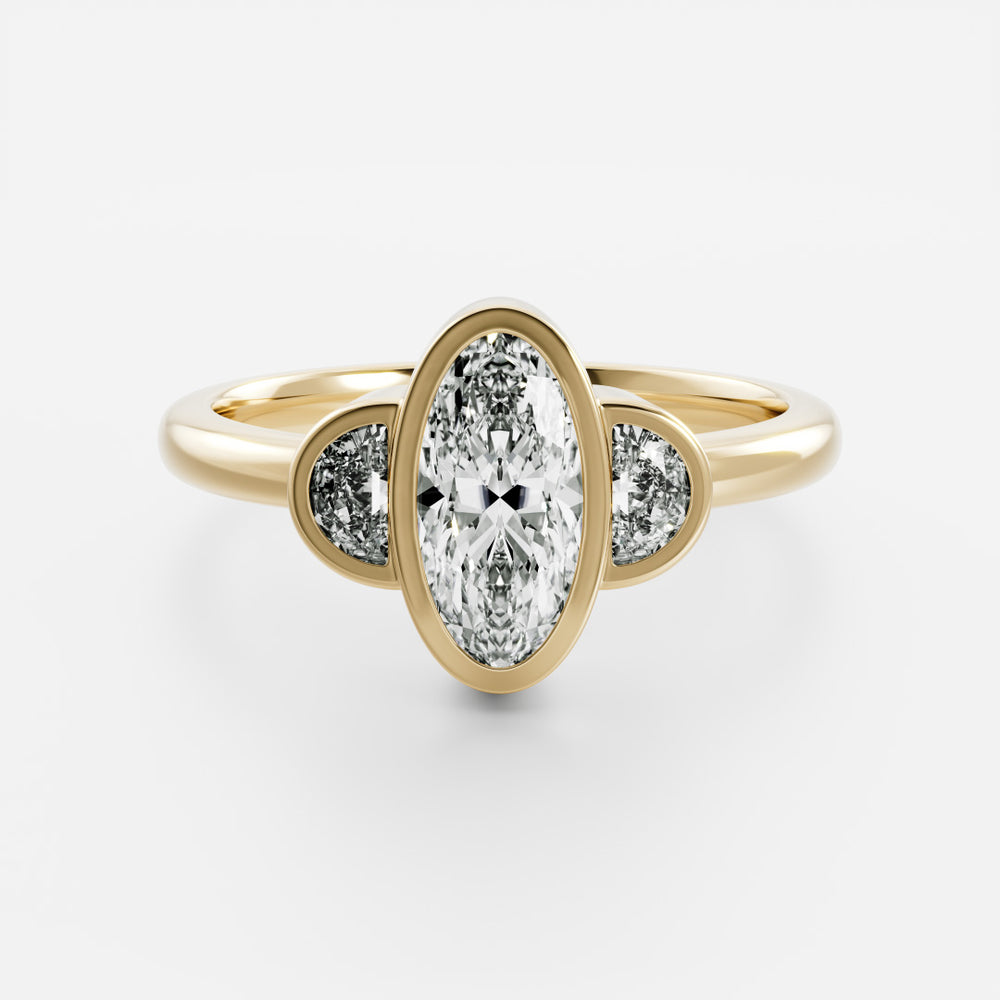 The Margot Ring - Oval and Half Moon Bezel Trilogy