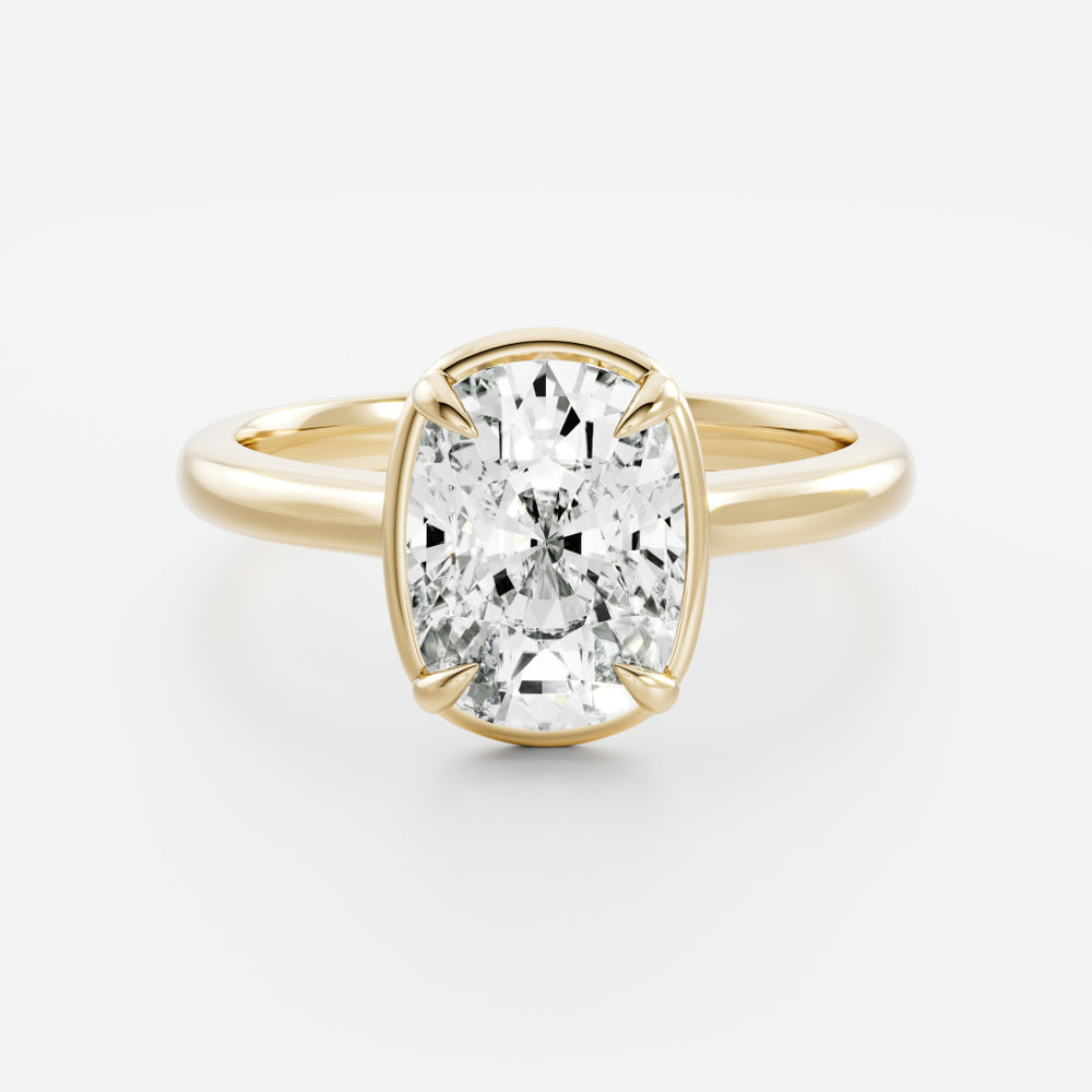 The Ophelia Ring - Elongated Cushion Cathedral Georgian Solitaire